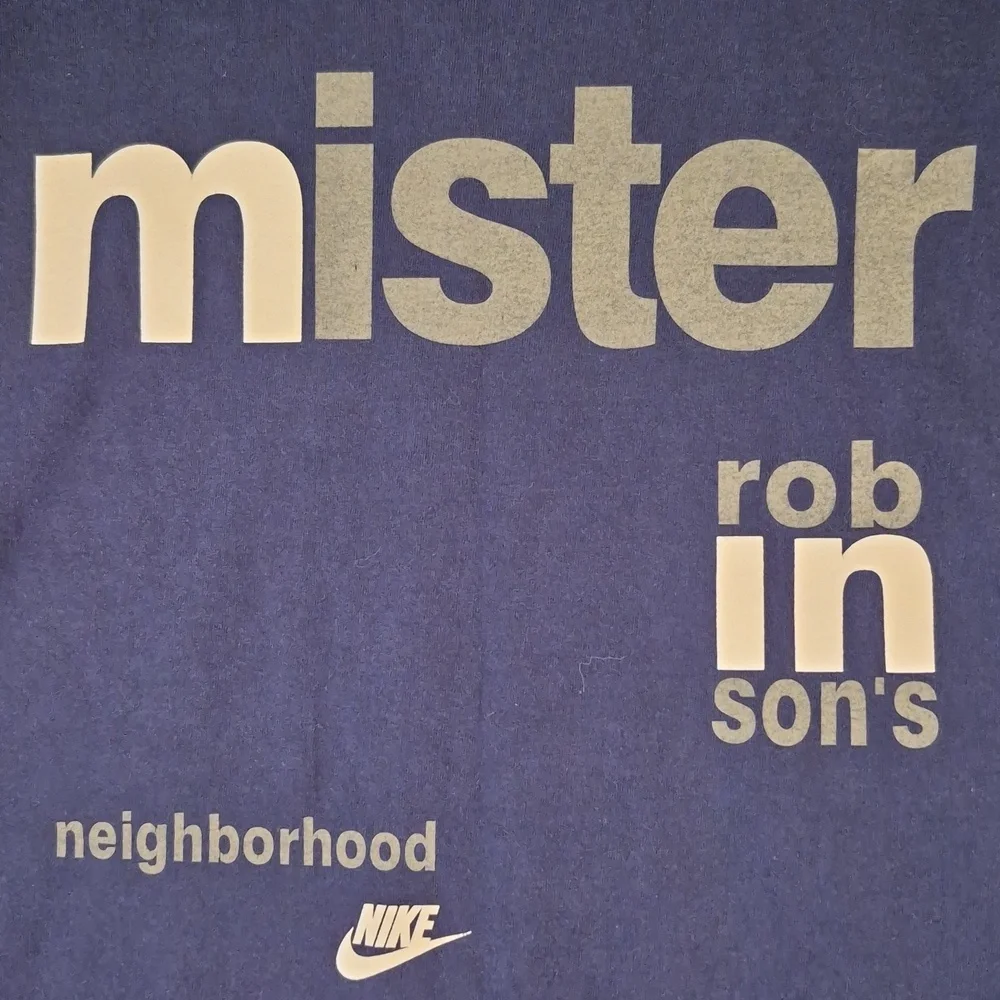 NIKE Mister Robinsons Neighborhood Navy Cotton NBA Mens Large T Shirt‎ 90s RARE